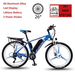 Electric Bikes for Adult, Magnesium Alloy Ebikes Bicycles All Terrain, 26" 36V 350W Removable Lithium-Ion Battery Mountain Ebike, for Mens Outdoor Cycling Travel Work Out And Commuting,Blue,10Ah