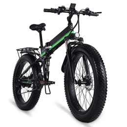 Electric oven Bike Electric Bikes for Adults 1000w 30 Mph Foldable Electric Bike 26 Inch Fat Tire 48v Lithium Battery Mens Mountain Bike Snow Bike (Color : Green)