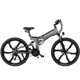 KT Mall Electric Bike Electric Bikes for Adults 26" Folding Electric Bike 3-Mode 21-Speed Mountain Ebike with 350W Motor And LCD Meter Folding E-Bike MAX 24Mph Load Bearing 300Lb Easy To Travel, Gray, 48V 12.8Ah(120km)