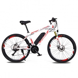 KT Mall Electric Bike Electric Bikes for Adults Electric Mountain Bike 21-Speed 36V 8Ah Lithium Battery E-Bike with 26" Spoke Wheel Big Tire and 250W Motor for Beach Snow Gravel Rain Electric Biking Adventure, White Red