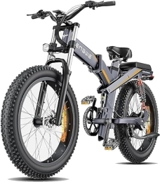 ENGWE MTB Bike Electric Bikes for Adults, X24 Folding Electric Bike for Adults - Battery 48V29.2AH Long Range 150 km, 24 Inch × 4.0 Fat Tire All Terrain E-Bike, Shimano 8 Gear, Triple Suspension