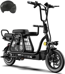 Generic Electric Bike Electric Ebikes, Three-seater Electric Scooters Adult 12-inch Folding Electric Bike with Child Seat and Storage Basket Electric Bicycle with Explosion-Proof Tires LCD Display for Home Shopping