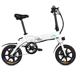 LAYZYX Electric Bike Electric Folden Bike, Mens Mountain Bicycle 25Km / h Max 250W Motor 36V Aluminum Alloy Foldable Electric Bike with Front Lights and 14 Inch Tire USB phone holder LCD Screen, Gift for Wrench, White, 7.8AH