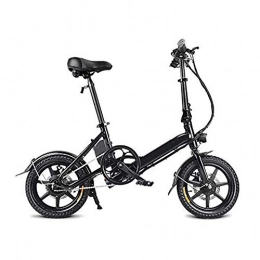 HIGHKAS Bike Electric Folding Bike Foldable Bicycle Double Disc Brake Portable For Cycling, Folding Electric Bike With Pedals, 7.8AH Lithium Ion Battery; Electric Bike With 14 Inch Wheels And 250W Motor, Black