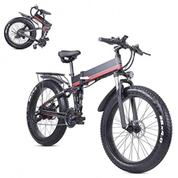 WSHA Electric Bike Electric Mountain Bike 1000W Foldable 24 Inch Snow Bicycle Fat Tire E-Bike 48V 12.8Ah Lithium Battery, Variable Speed Double Shock Absorption System, for Women Man Outdoor Sports City Commuter