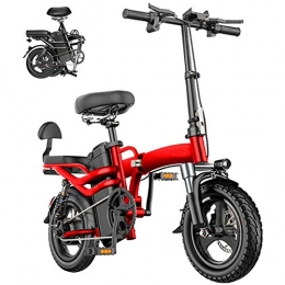 Amantiy Electric Bike Electric Mountain Bike, 14 Inch Folding Electric Bike Portable Electric Bikes for Adults Teen Electric City Bike with 36V / 30AH Lithium Battery 250W Motor High-Carbon Steel Folding Frame Electric Power