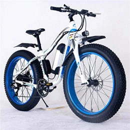 Amantiy Electric Bike Electric Mountain Bike, 26" Electric Mountain Bike 36V 350W 10.4Ah Removable Lithium-Ion Battery Fat Tire Snow Bike for Sports Cycling Travel Commuting Electric Powerful Bicycle ( Color : White Blue )