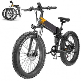 Amantiy Bike Electric Mountain Bike, 26''Folding Electric Bike for Adults, Electric Bicycle / Commute Ebike Fat Tire E-Bike with 400W Motor, 48V 10Ah Battery Lithium Battery Hydraulic Disc Brakes Electric Powerful B