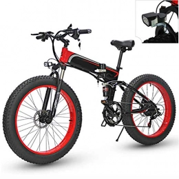 Amantiy Bike Electric Mountain Bike, 26''Folding Electric Bikes for Adults, Aluminum Alloy Fat Tire E-Bikes Bicycles All Terrain, 48V 350-1500W Removable Lithium-Ion Battery with 3 Riding Modes Electric Powerful B
