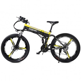 SYLTL Electric Bike Electric Mountain Bike, 26 Inch Adult Folding E-bike 48V 10AH Lithium-Ion Battery Mountain Cycling Bicycle 27 Speed Off-Road Damping, Blackyellow