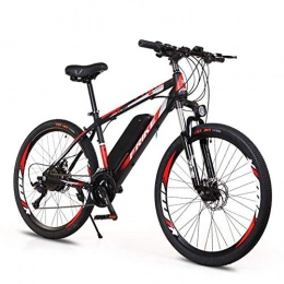 Jieer Electric Bike Electric Mountain Bike, 26-Inch Hybrid Bicycle / (36V8Ah) 27 Speed 5 Speed Power System Mechanical Disc Brakes Lock Front Fork Shock Absorption, Up to 35KM / H-Black red
