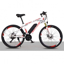 Jieer Bike Electric Mountain Bike, 26-Inch Hybrid Bicycle / (36V8Ah) 27 Speed 5 Speed Power System Mechanical Disc Brakes Lock Front Fork Shock Absorption, Up to 35KM / H-White red