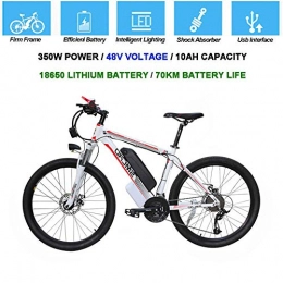 HSART Electric Bike Electric Mountain Bike 26 Inches MTB Tire E-Bike 10AH Li-Battery 21 Speed Beach Cruiser Low Resistance Urban Commute Bicycle with Integrated LED Headlight and Horn