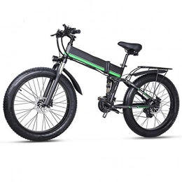 RECORDARME Bike Electric Mountain Bike, 48v 1000w Snow Folding Bicycle 4.0 Fat Tire e Bike 48v Lithium Battery, for Urban Environment and Commuting To and From Get Off Work MX01-Green