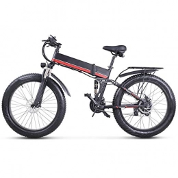 RECORDARME Electric Bike Electric Mountain Bike, 48v 1000w Snow Folding Bicycle 4.0 Fat Tire e Bike 48v Lithium Battery, for Urban Environment and Commuting To and From Get Off Work MX01-Red