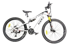 Nero Sports Electric Bike Electric Mountain Bike eBike 27.5" Aluminium frame 250W E-MTB 48V full Suspension Adult by Nero Sports™ (White)
