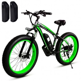 Amantiy Electric Bike Electric Mountain Bike, Electric Bike, 500W / 1000W Motor, 26inch Fat ebike, 48 V 17 AH Battery (1000w+Spare Battery) Electric Powerful Bicycle (Color : Blavk Green, Size : 500w)