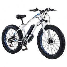 TGHY Electric Bike Electric Mountain Bike for Adults 26" Fat Tire E-Bike with Pedal Assist 350W Motor 21 Speed Removable 36V Lithium-Ion Battery 30km / h 40 / 55km Range City Commute Bicycle, White, 40KM