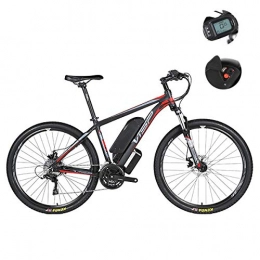SanQing Bike Electric Mountain Bike - Hybrid 24-Speed Dual Disc Brake for All Roads, with USB Charging Interface And LCD5 Speed Smart Meter IP54 Waterproof 26 / 27.5 / 29 Inches, Red, 36V29IH