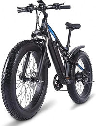 haowahah Bike Electric Mountain Bike MX03 1000W 48V 17Ah Semi-Integrated Battery Lightweight Suspension Fork fat tire electric bicycle (Blue, A battery)