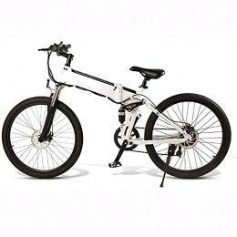 WPeng Bike Electric Mountain Bike, Portable Electric Bikes, Adults 26" Wheel Folding Ebike, 350W Aluminum Electric Bicycle, Removable 48V 10Ah Lithium-Ion Battery 21 Speed Gears, White