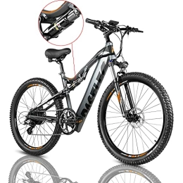 LEONX Bike Electric Mountain Bikes for Adults E-bike Powerful Bicycle 48v 11.6AH Battery Ebike Aluminum Alloy Frame Suspension Fork with 7 Speed Gears & Power Energy Saving System (Black)