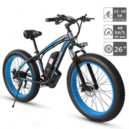 TANCEQI Electric Bike Electric Off-Road Bikes 26" Fat Tire E-Bike 350W Brushless Motor 48V Adults Electric Mountain Bike 21 Speed Dual Disc Brakes, Aluminum Alloy Bicycles All Terrain for Men''s, Blue