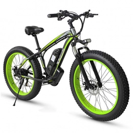 TANCEQI Bike Electric Off-Road Bikes 26" Fat Tire E-Bike 350W Brushless Motor 48V Adults Electric Mountain Bike 21 Speed Dual Disc Brakes, Aluminum Alloy Bicycles All Terrain for Men''s, Green
