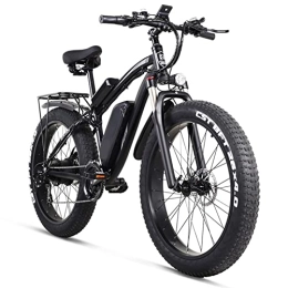 Electric oven Bike Electric oven 24.8 MPH Electric Bike for Adults 26 inch Fat Tire Bicycle 1000w 48V 17AH Removable Lithium Battery, 21 Speed Aluminum Alloy Electric Mountain Bicycle with Rear Seat (Color : Black)