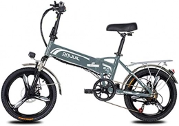 WJSWD Electric Bike Electric Snow Bike, 20" 350W Folding City Electric Bike, Assisted Electric Bicycle Sport Bicycle with 48V 10.5 / 12.5AH Removable Lithium Battery, Professional 7 Speed Gear Lithium Battery Beach Cruiser