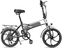 WJSWD Bike Electric Snow Bike, 20" Folding Electric Bike 350W Electric Bikes for Adults with 48V 10.4Ah / 12.5Ah Lithium Battery 7-Speed Al Alloy E-Bike for Commuting Or Traveling Black Lithium Battery Beach Cruis