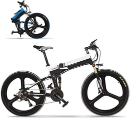 Capacity Electric Bike Electric Snow Bike, 26" Electric Bikes for Adult, Folding Mountain Bike Electric Bicycle 350W Brushless Motor 48V Portable for Outdoor, Black+White Lithium Battery Beach Cruiser for Adults