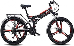 Capacity Electric Bike Electric Snow Bike, 26" Folding Ebike, 300W Electric Mountain Bike for Adults 48V 10AH Lithium Ion Battery Pedal Assist E-MTB with 90KM Battery Life, GPS Positioning, 21-Speed Lithium Battery Beach Cr