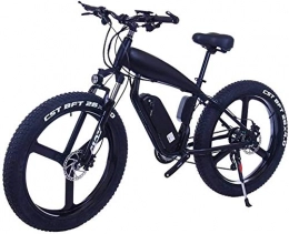 WJSWD Bike Electric Snow Bike, 26 Inch 21 / 24 / 27 Speed Electric Mountain Bikes With 4.0" Fat Snow Bicycles Dual Disc Brakes Brakes Beach Cruiser Mens Sports E-bikes (Color : 15Ah, Size : Black-B) Lithium Battery