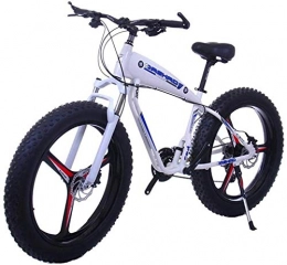 WJSWD Bike Electric Snow Bike, Electric Bicycle For Adults - 26inc Fat Tire 48V 10Ah Mountain E-Bike - With Large Capacity Lithium Battery - 3 Riding Modes Disc Brake (Color : 10Ah, Size : White) Lithium Battery