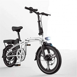 WJSWD Electric Bike Electric Snow Bike, Fast Electric Bikes for Adults Lightweight and Aluminum Folding E-Bike with Pedals Power Assist and 48V Lithium Ion Battery Electric Bike with 14 inch Wheels and 400W Hub Motor Lit