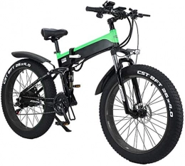 WJSWD Bike Electric Snow Bike, Folding Electric Bike for Adults, 26" Electric Bicycle / Commute Ebike with 500W Motor, 21 Speed Transmission Gears, Portable Easy to Store in Caravan, Motor Home, Boat Lithium Batte