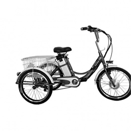 FREIHE Bike Electric tricycle 3-wheel bicycle adult 20-inch leisure transportation assisted lithium-ion tricycle 48V, with baskets for shopping, outings Maximum speed: 20km / h, LED lighting all-aluminum bike