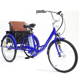 LANGTAOSHA Bike Electric Tricycle- Adult Electric Trikes 24 inch Three-Wheeled Bicycles Blue Cruiser 36V 12AH Removable Lithium Battery, Large Basket Seat 2 in 1 for Seniors Elderly Exercise Outing Shopping