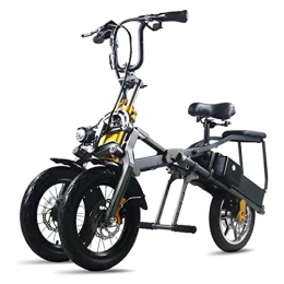 AKEZ Bike Electric Tricycle for Adults, Folding Three Wheels Electric Mountain Bike with Double Lithium Battery, Three Speed Modes (black)