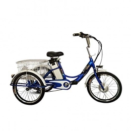 Ashey Electric Bike Electric Tricycle, Lithium Battery Booster Adult Tricycle, Electric Bicycle with LED Light And Shopping Basket for Recreation Shopping, Exercise And Family Transportation Tool, Blue