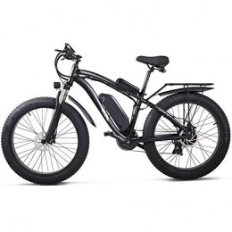 RECORDARME Electric Bike Electric1000w Mountain Bike, Snow Bike 48v17ah Electric Bicycle 4.0 Fat Tire Bike, for Suitable for Urban Environment and Commuting To and From Get Off Work black