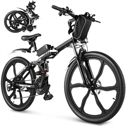 Eloklem Electric Bike Eloklem 26 inch Folding Electric Mountain Bike 250W Electric Bicycle with Removable 36V 8AH Lithium-Ion Battery, Professional 21 Speed Gears (Black)