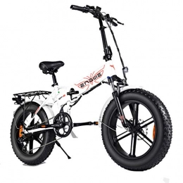 ENGWE Bike ENGWE 500W 20 inch Fat Tire Electric Bicycle Mountain Beach Snow Bike for Adults, Aluminum Electric Scooter 7 Speed Gear eBike with Removable 48V12.5A Lithium Battery (White)