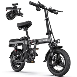 ENGWE Electric Bike ENGWE Electric Folding Bike for Adults and Teenagers, 14 Inch Fat Tire Mini Ebike, Urban City Commuter, Removable Battery 48 V 10AH, 4 Shock Absorbers, Riding Comfort