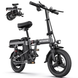 ENGWE MTB Bike ENGWE MTB Electric Folding Bike for Adults and Teenagers, 14 Inch Fat Tire Mini Ebike, Urban City Commuter, Removable Battery 48 V 10AH, 4 Shock Absorbers, Riding Comfort