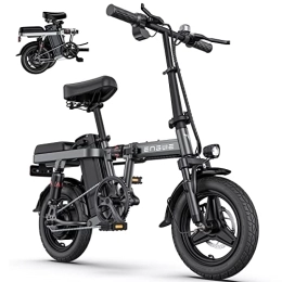 ENGWE Electric Bike ENGWE T14 Folding Electric Bike 14'' Tires Portable E-bike, 48V 10Ah Removable Battery, 25 km / h Speed for Range of 30-70 km, City EBike for Adults Teens (Grey)