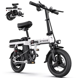 ENGWE Electric Bike ENGWE T14 Folding Electric Bike 14'' Tires Portable E-bike, 48V 10Ah Removable Battery, 25 km / h Speed for Range of 30-70 km, City EBike for Adults Teens (White)