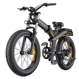 BeWell Electric Bike ENGWE X24 Electric Bikes For Adults - 24"×4.0" Fat Tire Electric Bicycle with 48V 29.2Ah Removable Dual Battery Up to 150KM Range, 8-Speed Folding Ebike for MTB Beach Snow, Black