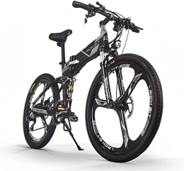 ENLEE Bike ENLEE SUFUL RICH BIT TOP-860 full shock absorber city bike electric foldable foldable mountain bike bicycle 36V 250W 12.8Ah (Black-Gray)